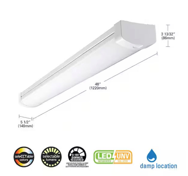 4 ft. Selectable CCT and Lumen 5.5 in. Commercial Wrap Light