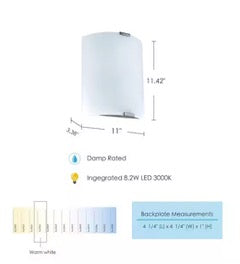 Grafik 11 in. W x 11.42 in. H 1-Light Silver Integrated LED Wall Sconce with Polished Glass Shade