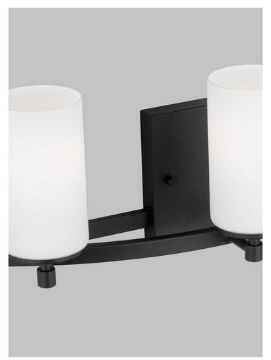 Alturas Midnight Black 3 Lamp Vanity with LED Bulbs and Frosted Glass Shades