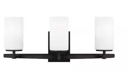 Alturas Midnight Black 3 Lamp Vanity with LED Bulbs and Frosted Glass Shades