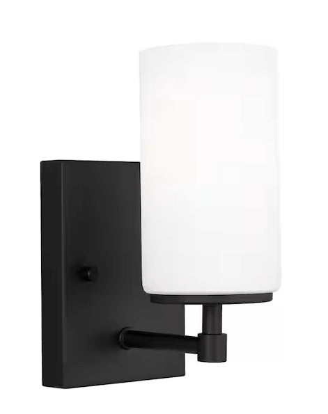 Alturas Midnight Black Wall Sconce with LED Bulb and Frosted Glass Shade
