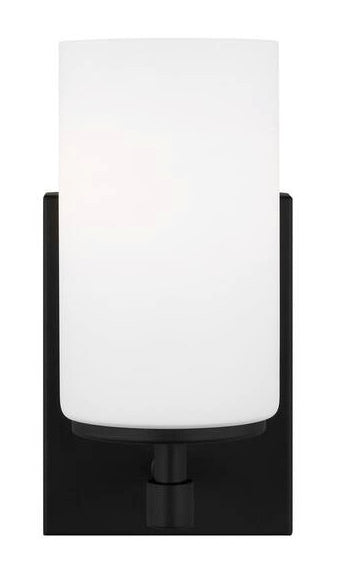 Alturas Midnight Black Wall Sconce with LED Bulb and Frosted Glass Shade