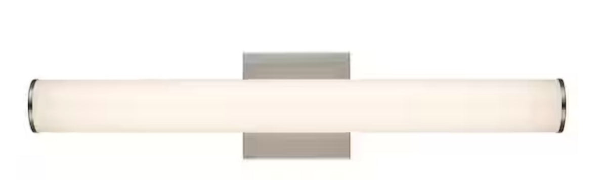 Artika 24 in. Brushed Nickel Integrated LED Bathroom Vanity Light Fixture with Round Tube Acrylic Shade and 5CCT