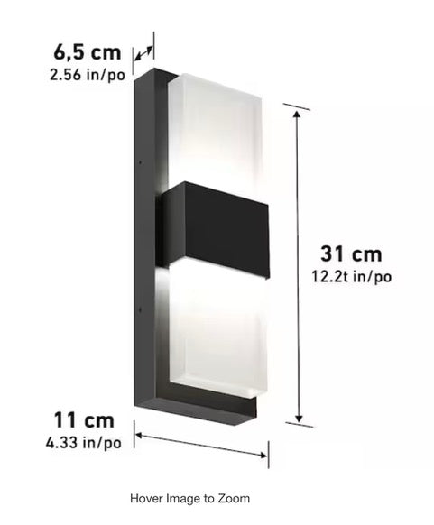 Mazza Black Modern Integrated LED Outdoor Hardwired Garage and Porch Light Lantern Sconce