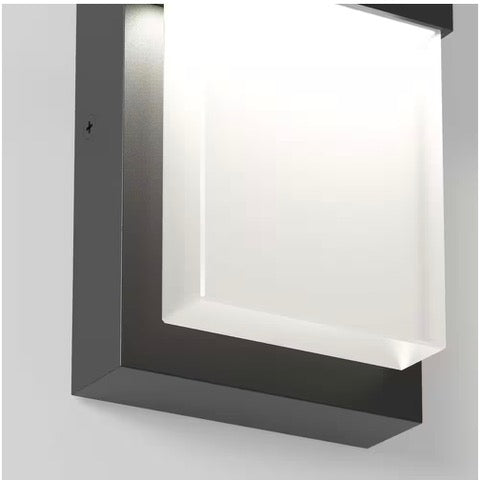 Mazza Black Modern Integrated LED Outdoor Hardwired Garage and Porch Light Lantern Sconce