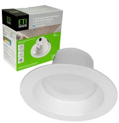 ETI 6 in. Canless Selectable CCT LED Recessed Light Trim Integrated Junction Box 2-Way Mounting Recessed Boxless 960 Lumens