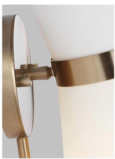 Clark 7 in. 1-Light Wall Sconce With White Linen Shade and LED Light Bulb