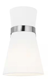 Clark 7 in. 1-Light Wall Sconce With White Linen Shade and LED Light Bulb
