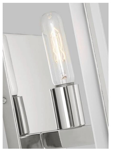 Dex 1-Light Chrome Wall Sconce with LED Bulb and Satin Etched Glass Shade