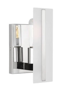 Dex 1-Light Chrome Wall Sconce with LED Bulb and Satin Etched Glass Shade