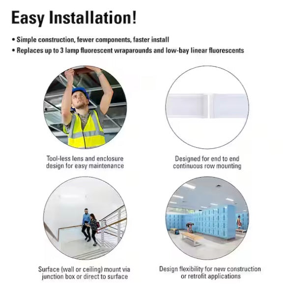 4 ft. Selectable CCT and Lumen 5.5 in. Commercial Wrap Light