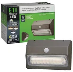 120 Degree 9 in. Bronze Motion Sensing Outdoor Dusk to Dawn LED Security Light Wall Pack 2350 Lumens 3000K 4000K 5000K