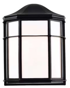 Nuvo 9.85 in. x 7.8 in. Black Hardwired Integrated LED Bulkhead Light