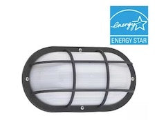 Bayside Small White or Black 1-Light Outdoor 5 in. Bulkhead with LED Bulb