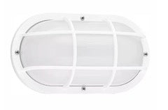 Bayside Small White or Black 1-Light Outdoor 5 in. Bulkhead with LED Bulb