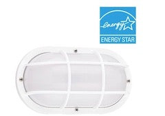Bayside Small White or Black 1-Light Outdoor 5 in. Bulkhead with LED Bulb