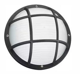 Bayside Collection Black or White 1-Light Outdoor 6 in. Bulkhead with Frosted Diffuser and LED Bulb