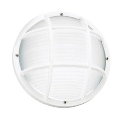 Bayside Collection Black or White 1-Light Outdoor 6 in. Bulkhead with Frosted Diffuser and LED Bulb
