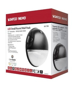 Nuvo 65/750 LED CCT Selectable Small Round Aluminum Outdoor Wall Pack Light, 3000K/4000K/5000K, 20W, Black