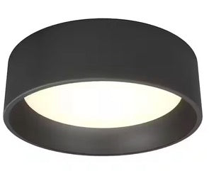 Artika Alton 13 in. 1-Light Black & Wood Integrated Selectable LED Modern Flush Mount Ceiling Light for Kitchen and Hallway