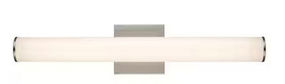 Artika 24 in. Brushed Nickel Integrated LED Bathroom Vanity Light Fixture with Round Tube Acrylic Shade and 5CCT
