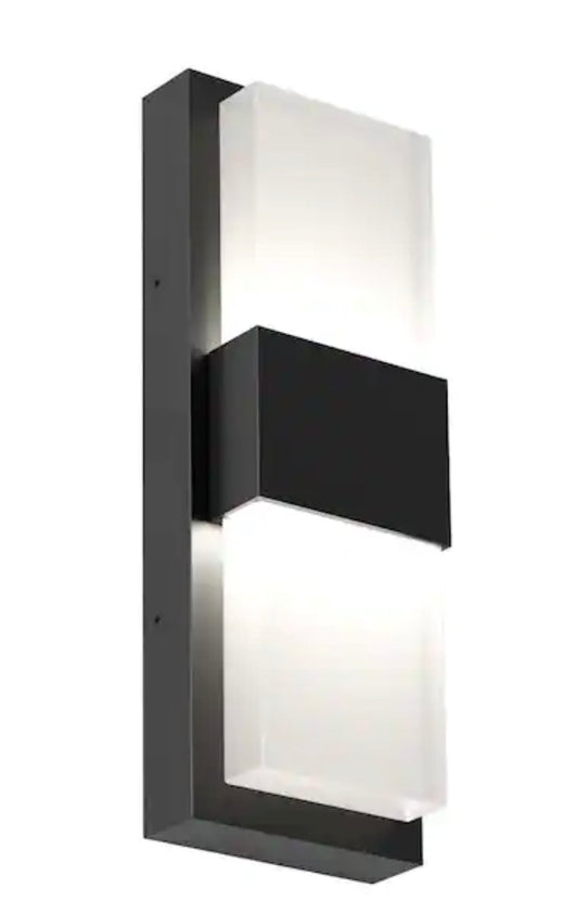 Mazza Black Modern Integrated LED Outdoor Hardwired Garage and Porch Light Lantern Sconce