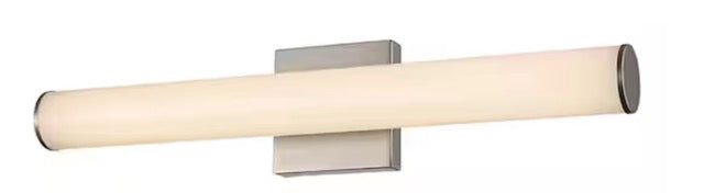 Artika 24 in. Brushed Nickel Integrated LED Bathroom Vanity Light Fixture with Round Tube Acrylic Shade and 5CCT