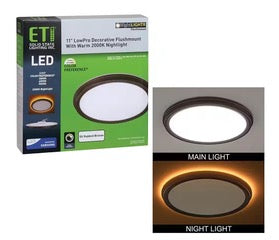 11 in. 14W Beveled Edge Color Changing LED Flush Mount with Night Light Feature Ceiling Light Dimmable