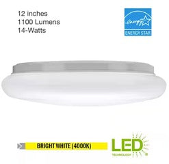 12 in. Round LED Flush Mount Ceiling Light 1000 Lumens Closet Bathroom Lighting Hallway 120-277 Volt 2700K or 4000K