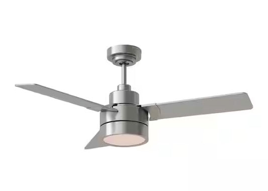 Jovie 44 in. Integrated LED Indoor/Outdoor Brushed Steel Ceiling Fan with Light Kit, Wall Control and Reversible Motor