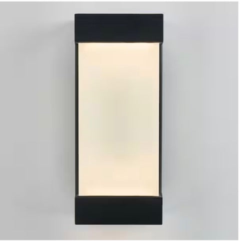 Glacier Black Modern Integrated LED Outdoor Hardwired Garage and Porch Light Lantern Sconce