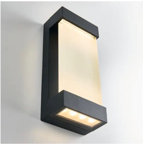 Glacier Black Modern Integrated LED Outdoor Hardwired Garage and Porch Light Lantern Sconce