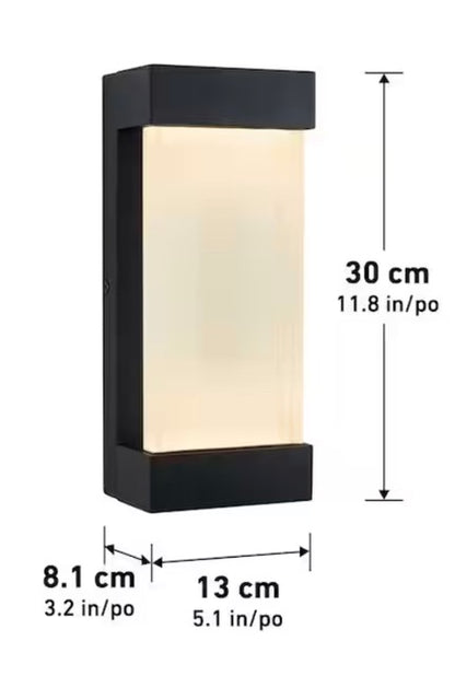 Glacier Black Modern Integrated LED Outdoor Hardwired Garage and Porch Light Lantern Sconce