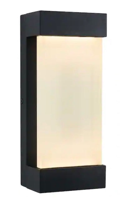 Glacier Black Modern Integrated LED Outdoor Hardwired Garage and Porch Light Lantern Sconce