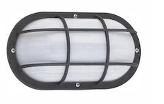 Bayside Small White or Black 1-Light Outdoor 5 in. Bulkhead with LED B ...