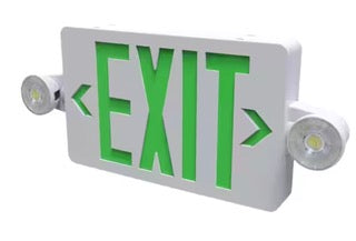 Evade 120-Volt/277-Volt Integrated LED White with Green Letter Exit Combination with Remote Capacity