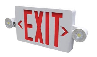 Evade 120-Volt/277-Volt Integrated LED White with Red Letter Exit Combination with Remote Capacity