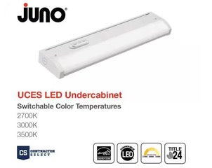 Contractor Select UCES 12/18/24/36 Inch White LED Direct Wire Under Cabinet Light Switchable Color 2700K 3000K 3500K 492 Lumens